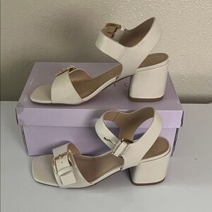 Madden Girl Cream Block Heel Sandals